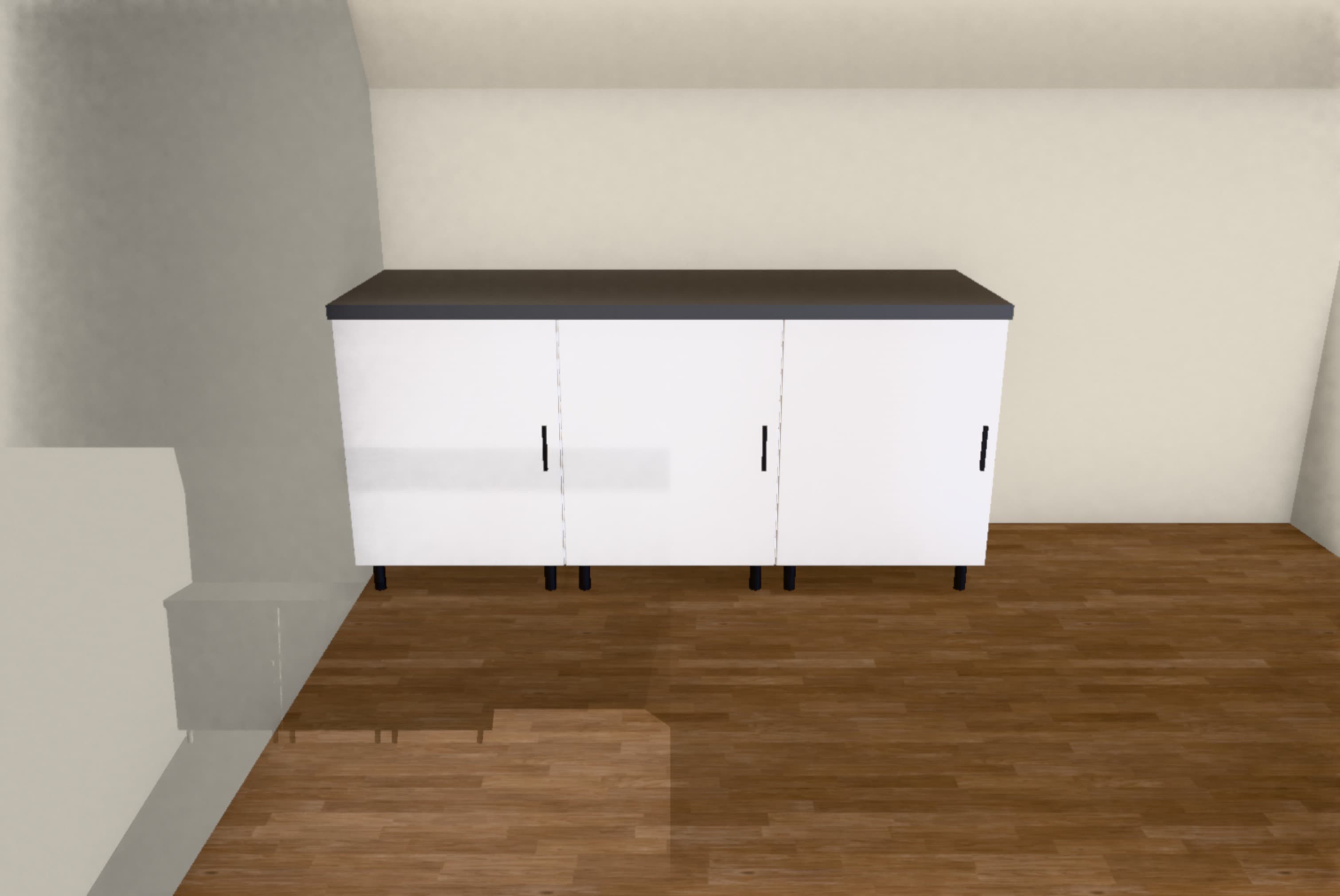 Dressing la comandă în mansardă, randat în configuratorul Micul Tâmplar